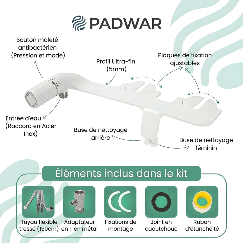 Kit Bidet WC Japonais Complet –  Installation facile en 10 min – Alternative Douchette WC – Hygiénique, Économique & Écologique